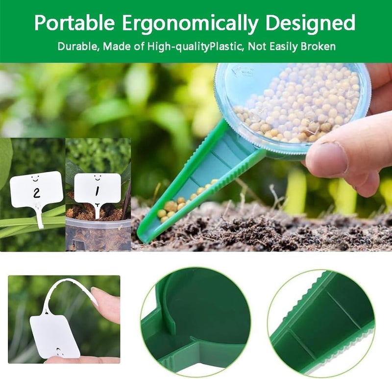 Rongkey 6 PCS Mini Seed Spreader Set, 2025 New Mini Sowing Seed Dispenser, Small Garden Seed Planter Tool, Hand held Manual Seed Spreader with Seedlings Dibber and Widger Set for Tiny Seeds - Image 3